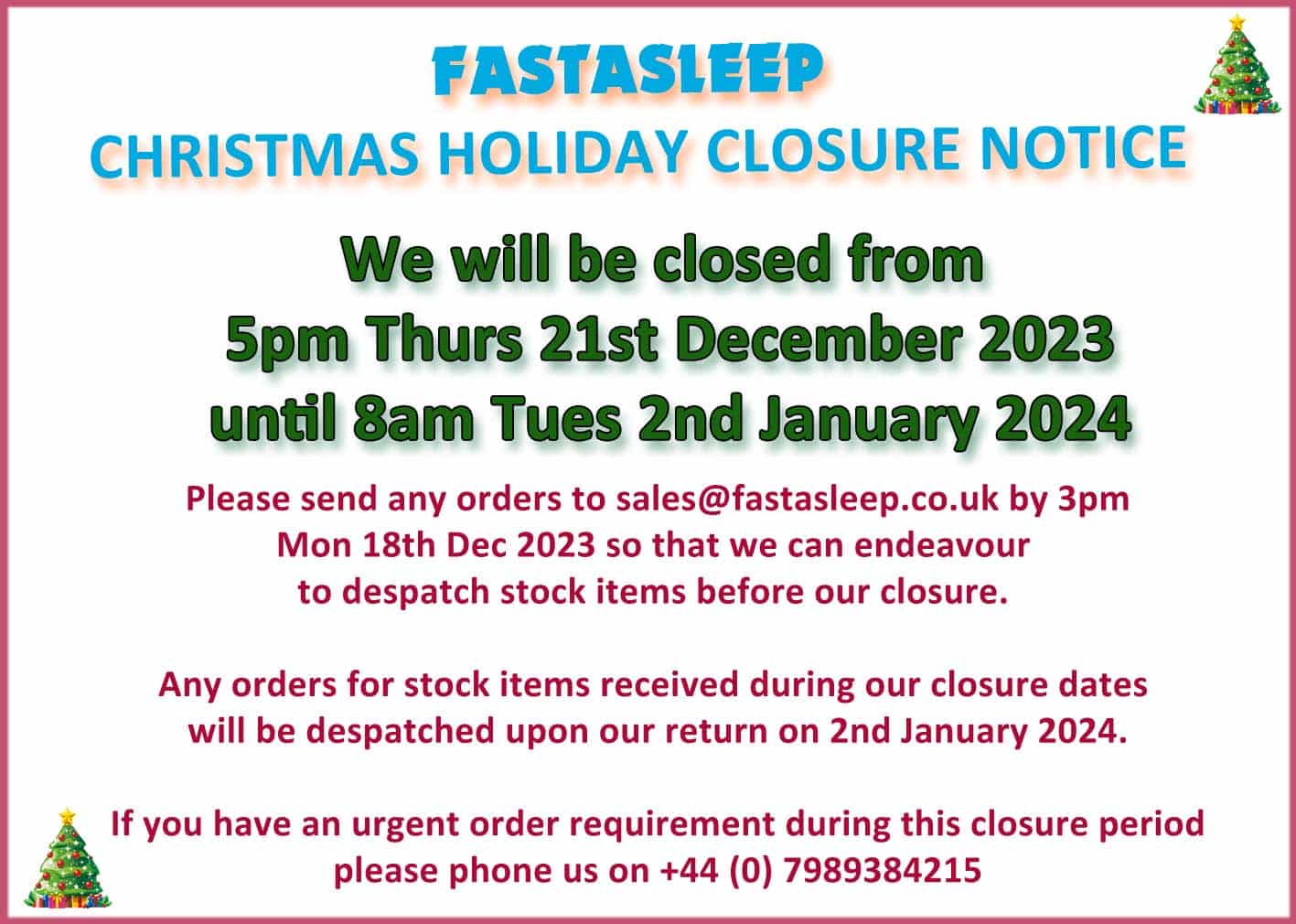 Christmas & New Year Holidays Closure Dates 2023